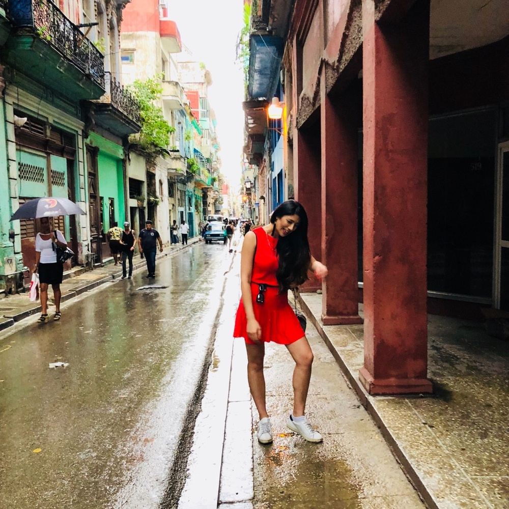 Red Sandro dress with side cut out